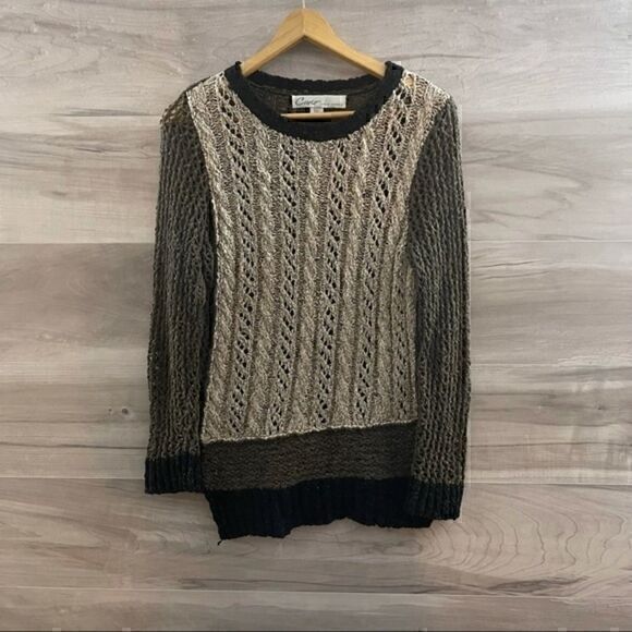 Curio Women’s Green Heavy Knit Laced Crewneck Sweater Size XS - Picture 1 of 6